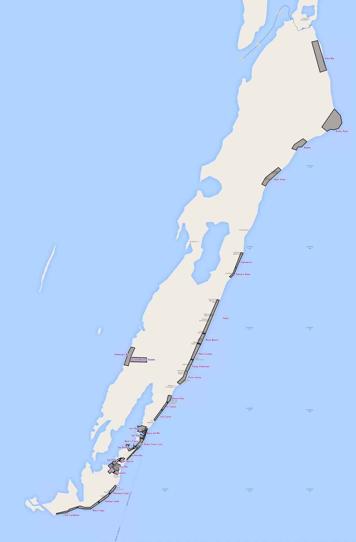 Mapa de ámbar caye Belice