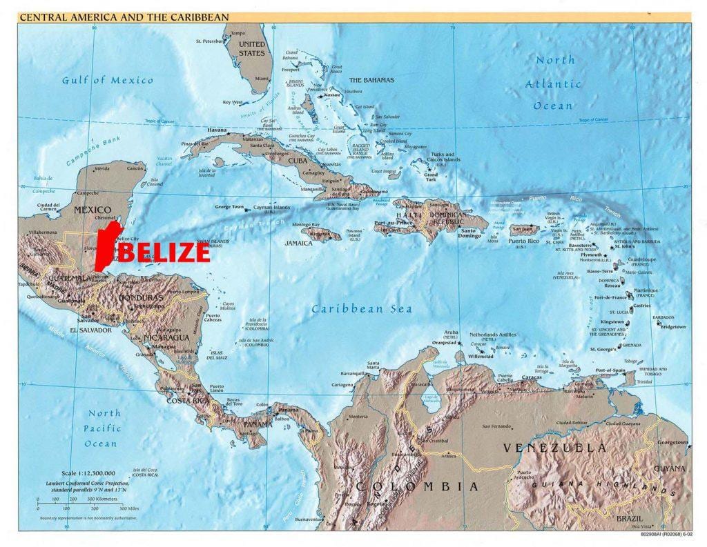 Mapa de Belice américa central