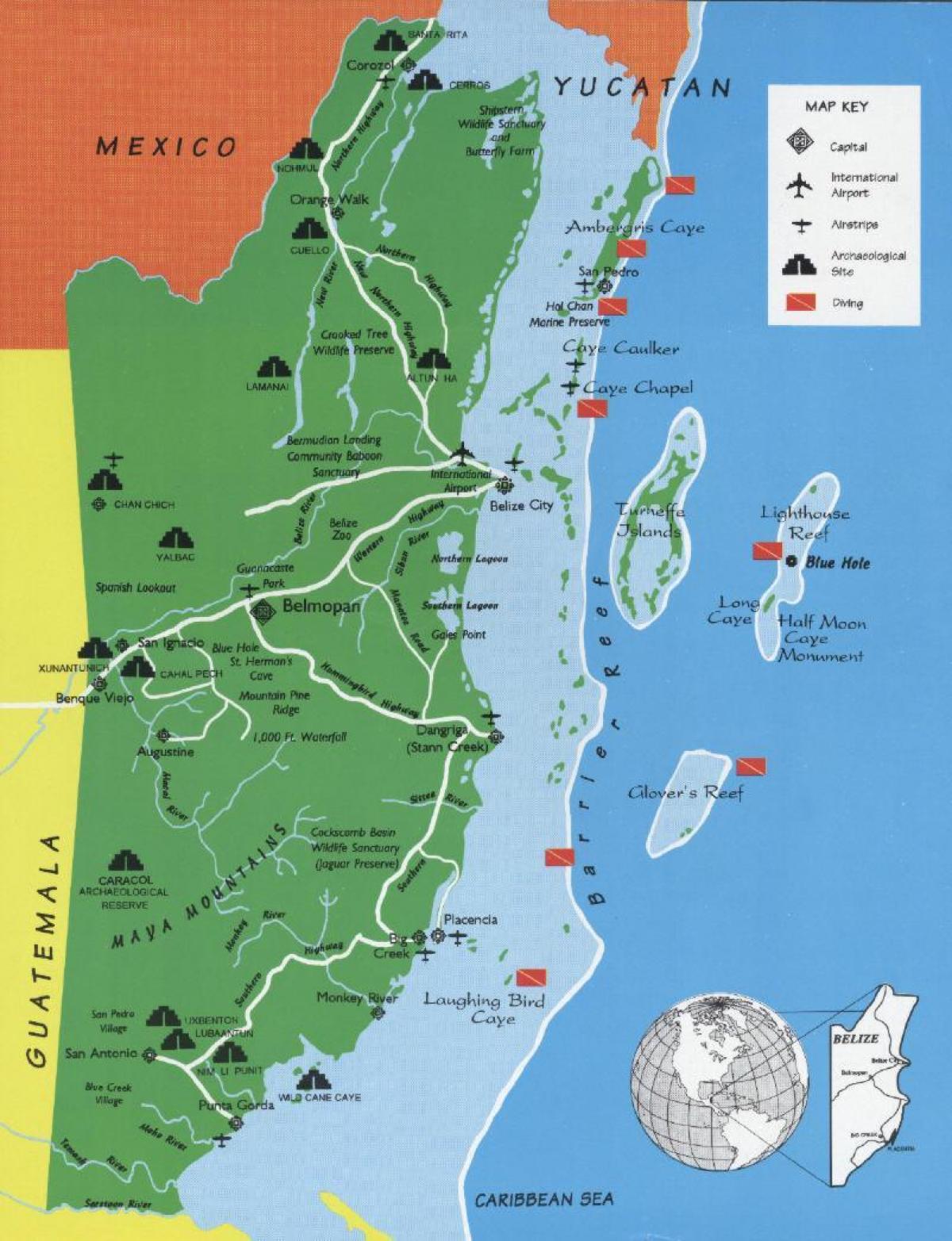 Mapa de Belice movemento