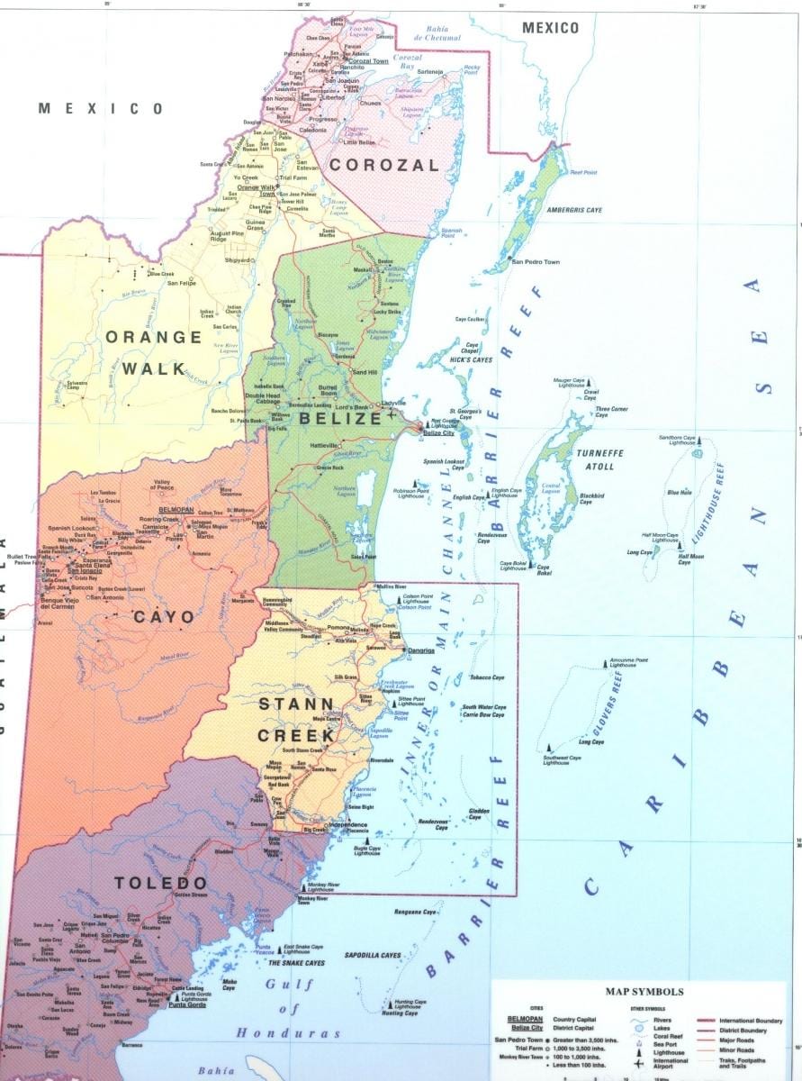 Mapa de Belice provincia