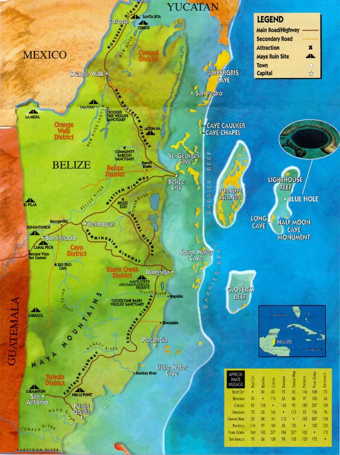 Belice ruínas mapa