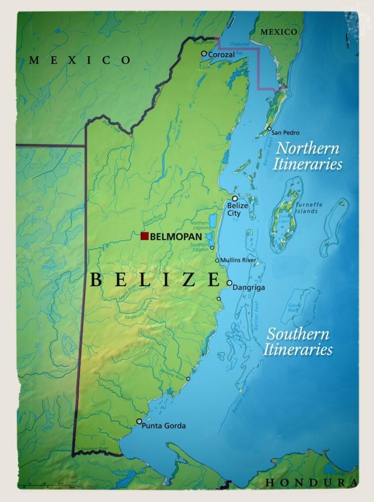Mapa de Belice vela