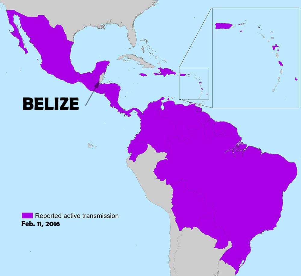 Mapa de Belice zika
