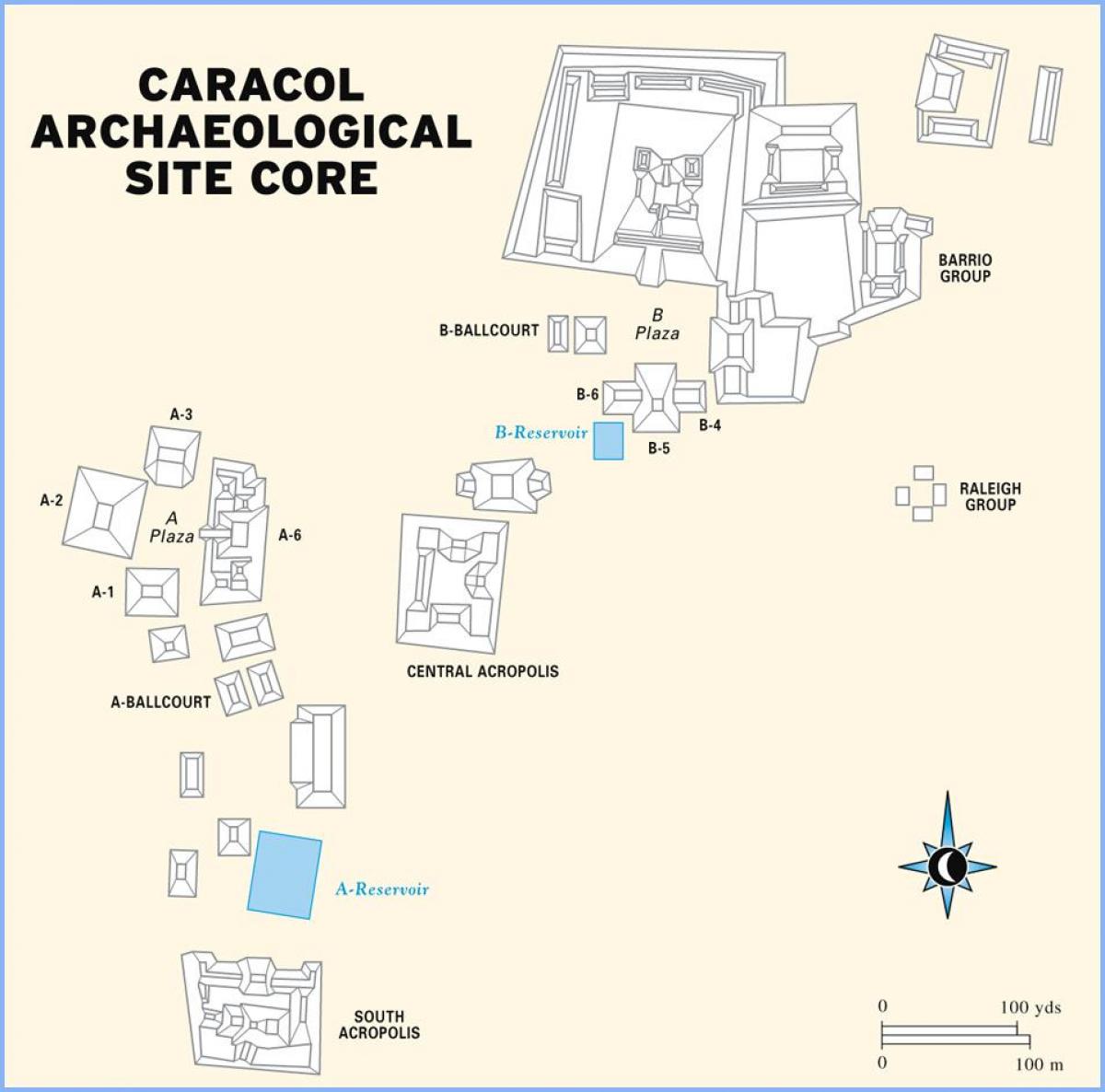 caracol ruínas Belice mapa