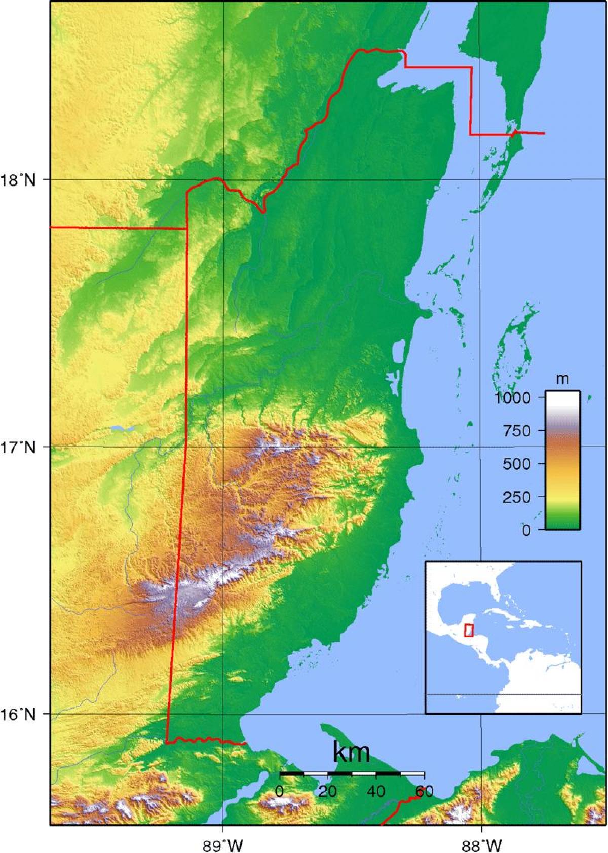 Mapa de física Belice