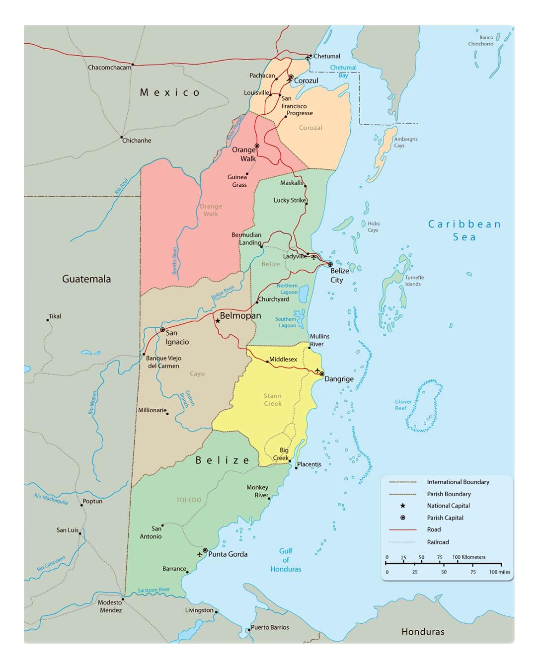 Mapa de política Belice