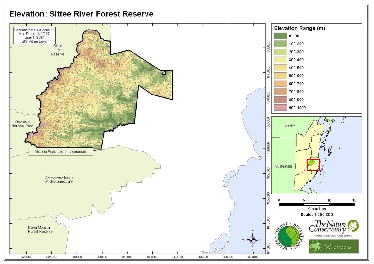 Mapa de sittee río Belice