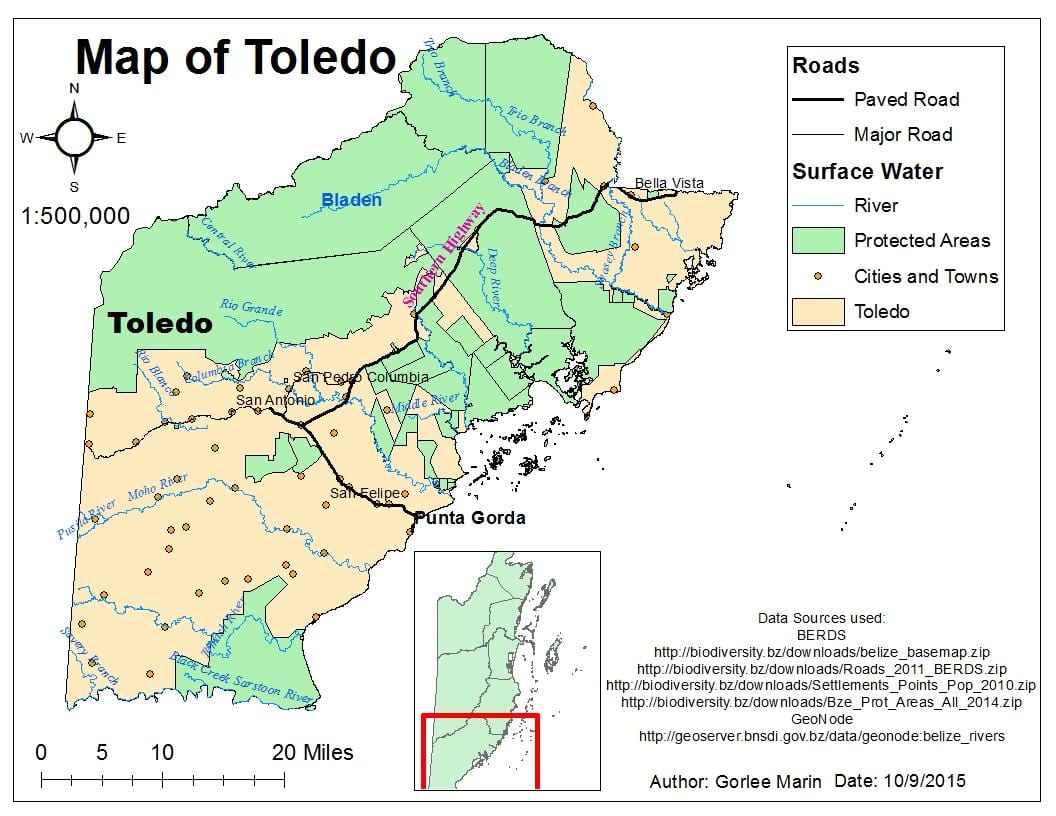 mapa de toledo provincia de Belice