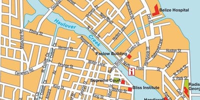 Mapa de Belice city cruceiro de porto