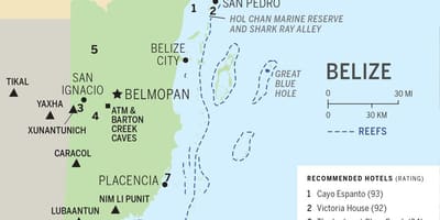 Mapa de Belice praias
