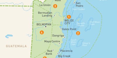 Mapa de Belice e os países veciños