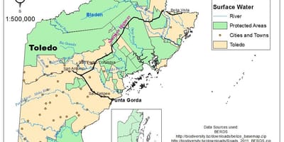 Mapa de toledo provincia de Belice